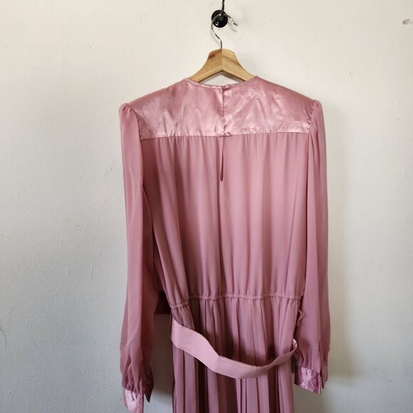 Womens 80s Pink Belted Secretary Formal Modest Dress Size 12 by In The Mood - Picture 3 of 6